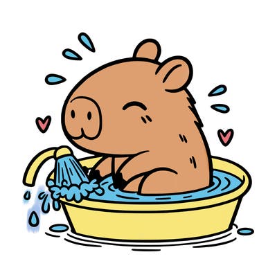 capybara taking a bath