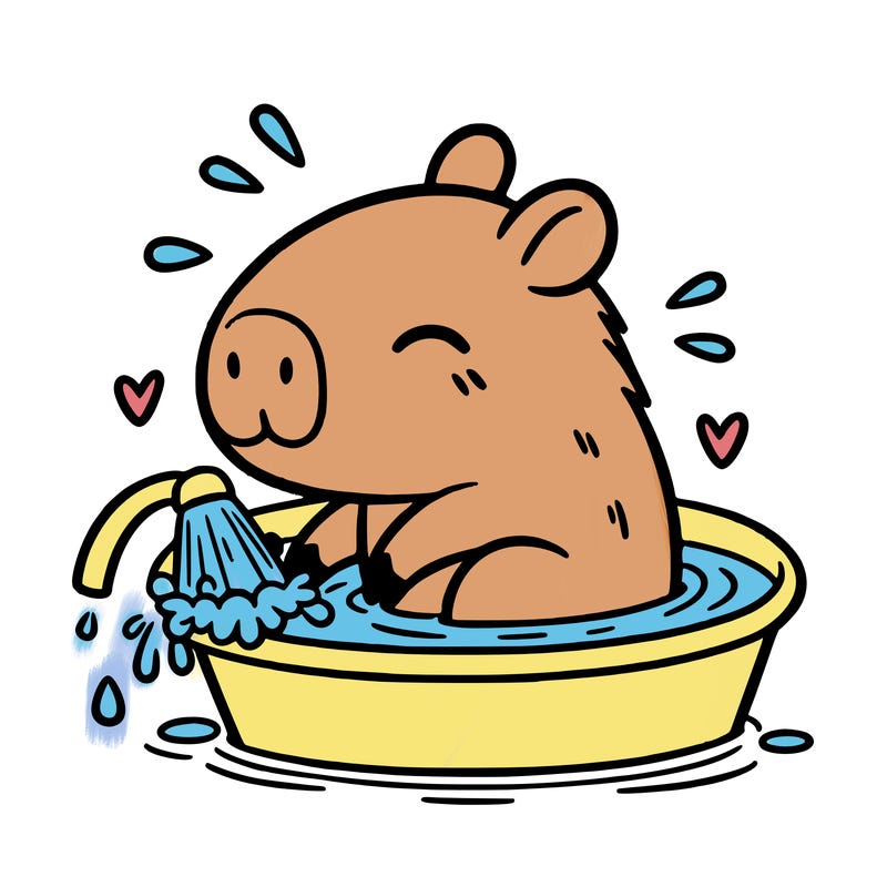 capybara taking a bath