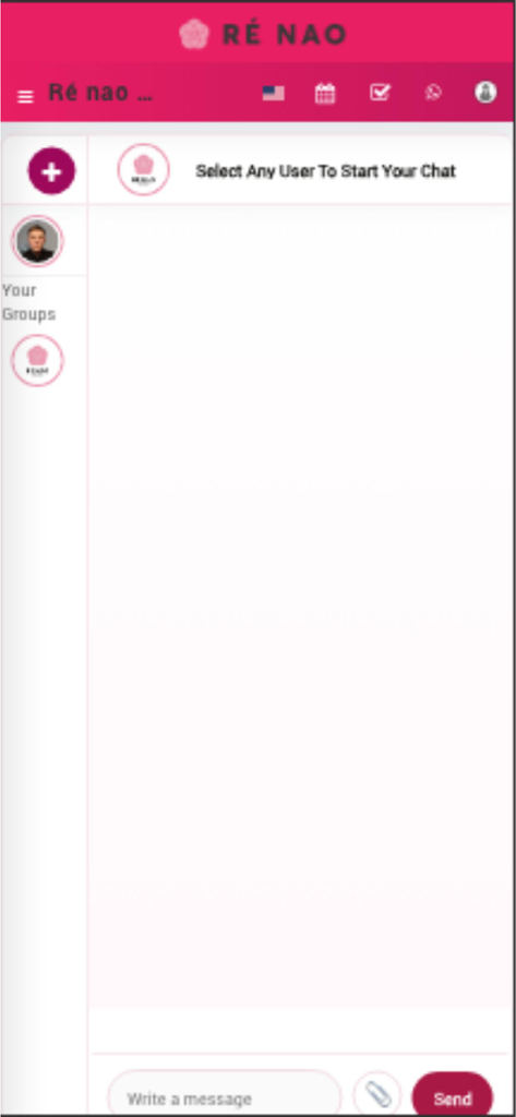 Ré nao 언어 학습 플랫폼 내 채팅 및 그룹 커뮤니케이션 인터페이스