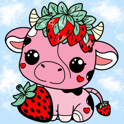 cute strawberry cow