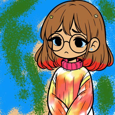 sad girl with glasses in a sweater