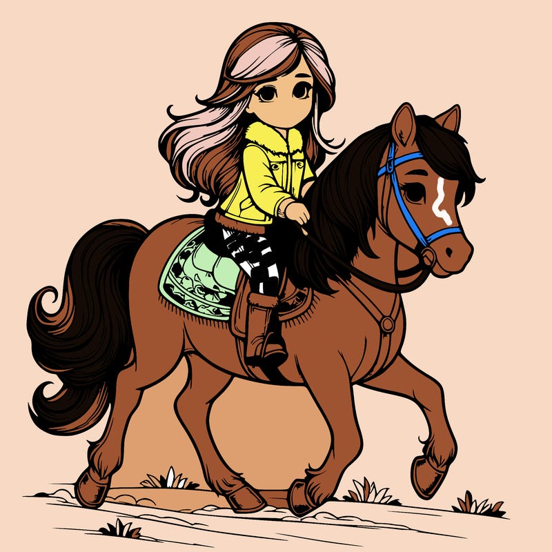 girl riding horse realistic