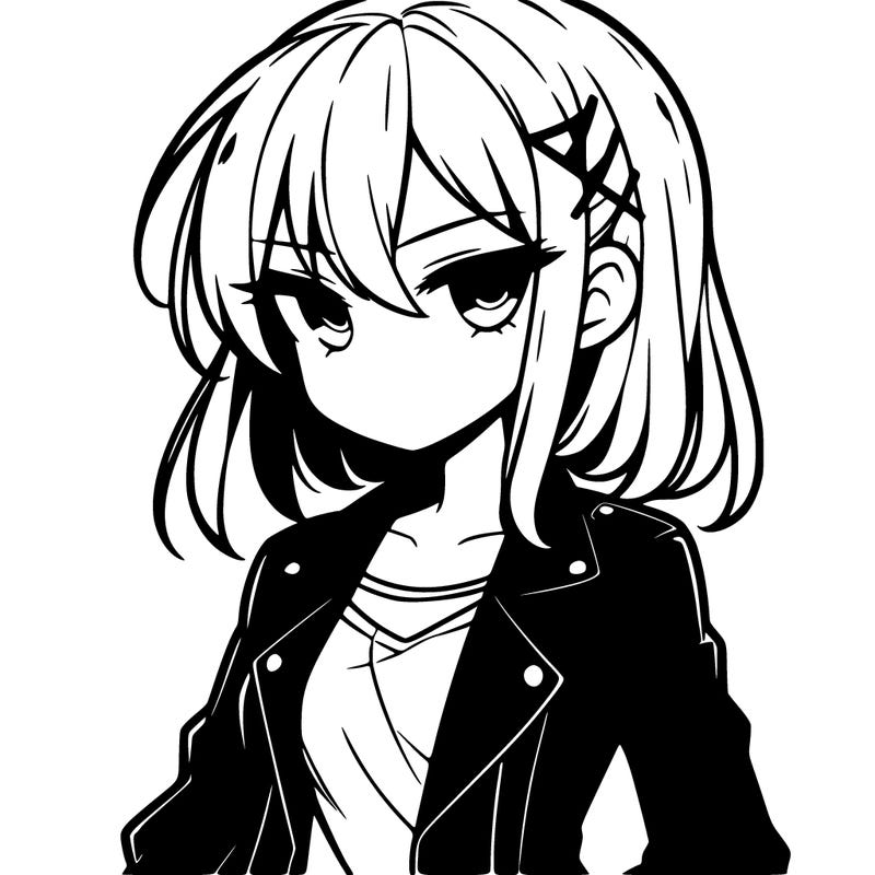 cool anime girl in a leather jacket