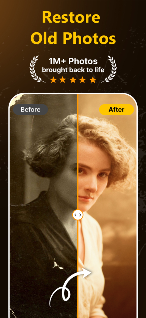 Nostalgia・Fix Old Photo&Repair - Before and after comparison showing restoration and colorization of a vintage portrait