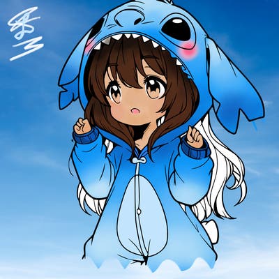 anime girl in a stitch onsie