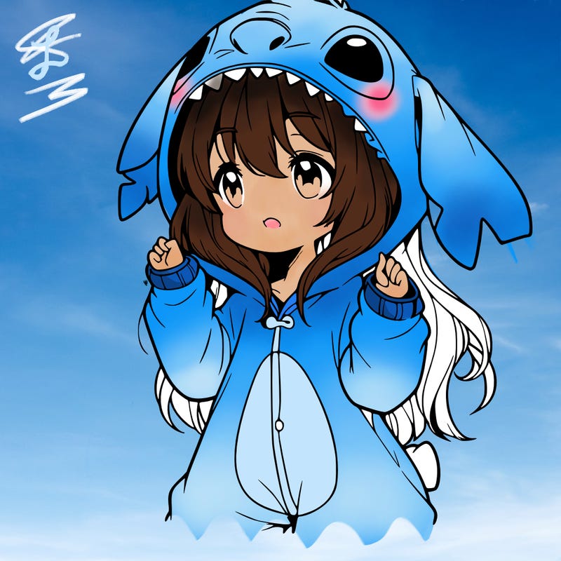anime girl in a stitch onsie