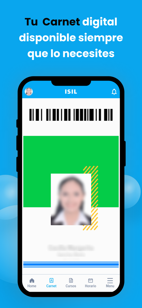 ISIL - Interfaccia del tesserino studente digitale sull'app mobile ISIL