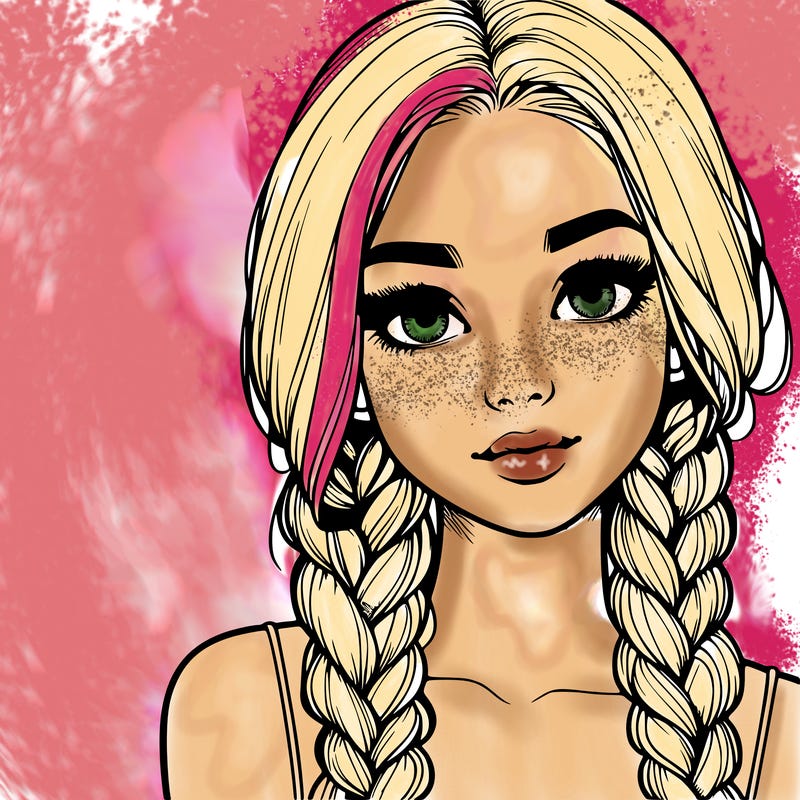 realistic girl with braids