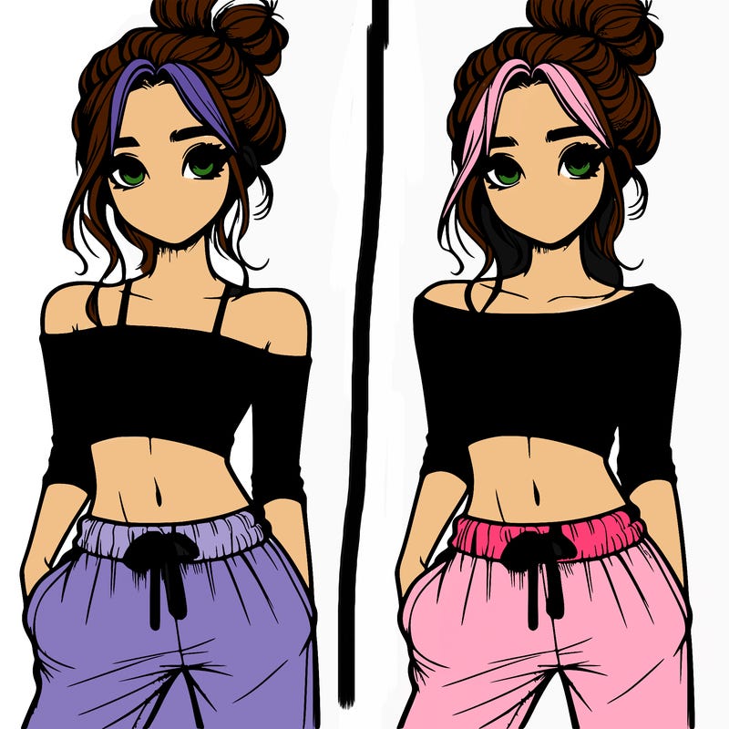 girl with croptop sweatpants hair in a bun realistic