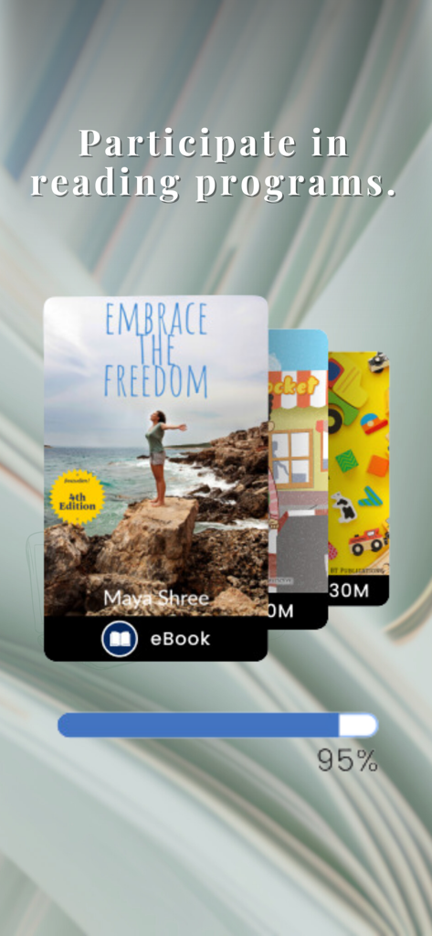 Boundless app screen showing reading programs and ebook progress tracking