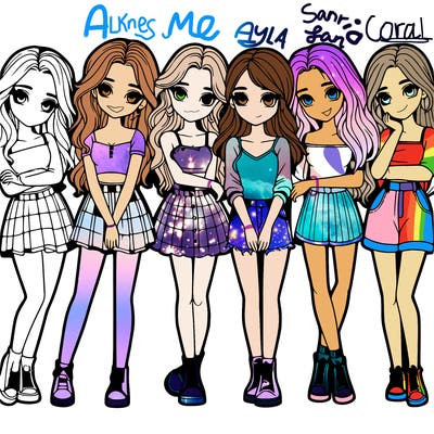 a group of girls realistic