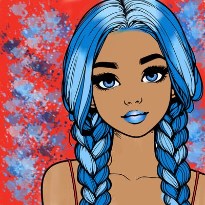 realistic girl with braids