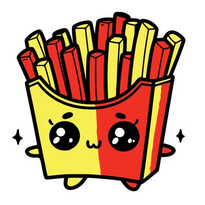a cute. french fries