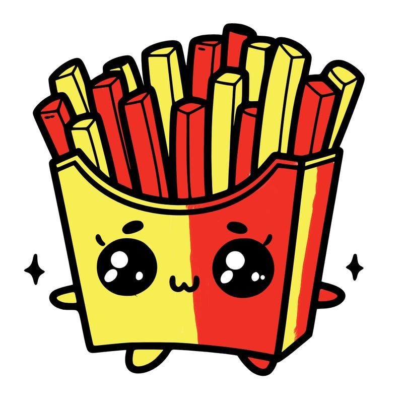a cute. french fries