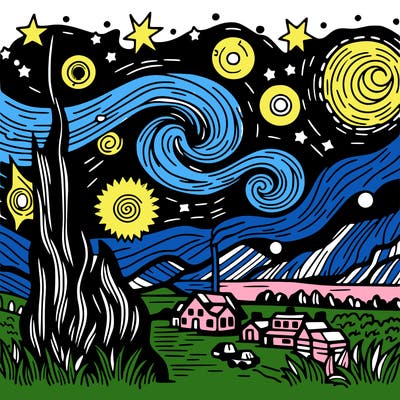 starry night van gogh realistic