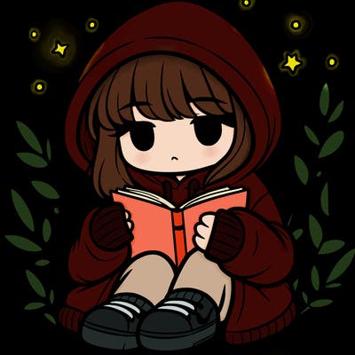 girl in oversized hoodie reading a book