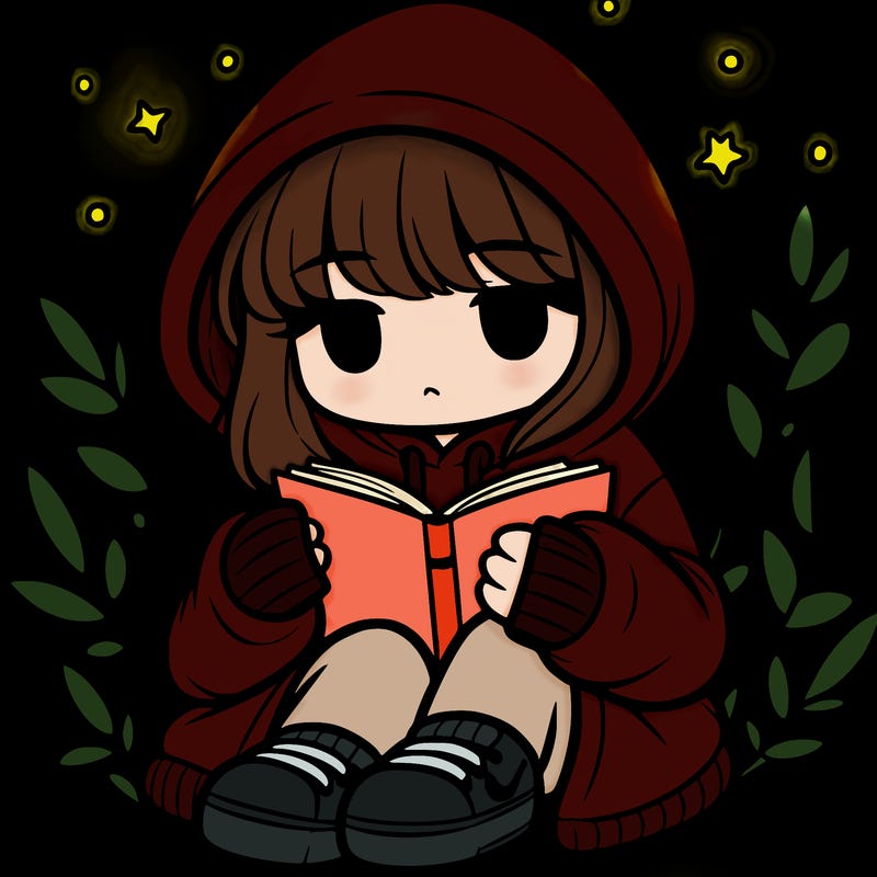 girl in oversized hoodie reading a book