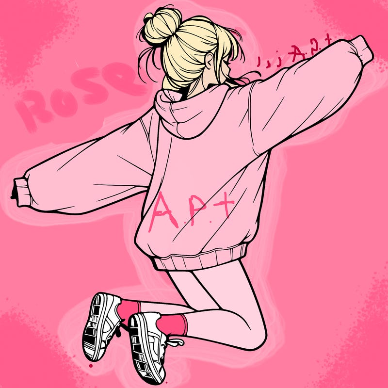 realistic girl jumping with a bun and oversized sweatshirt