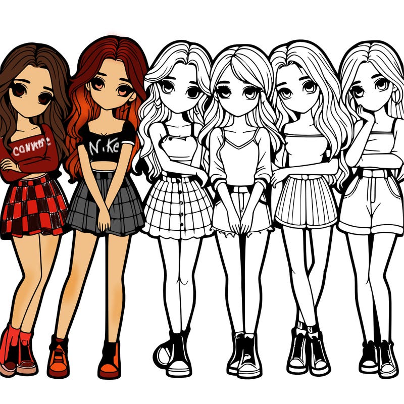 a group of girls realistic