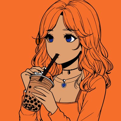 realistic girl drinking boba tea