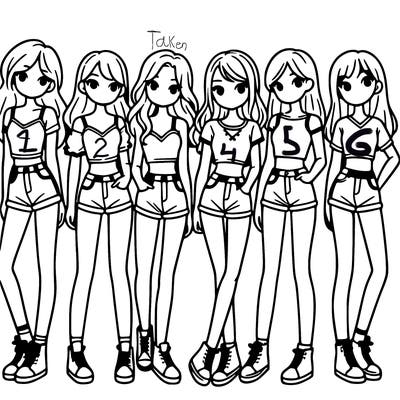 a group of girls wearing crop tops and shorts