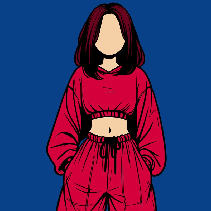 realistic girl faceless with baggy pants and a crop top