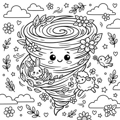 Dive into a whirlwind of creativity with this adorable spring hurricane coloring page! Perfect for kids, it combines the wonder of nature with playful spring elements.