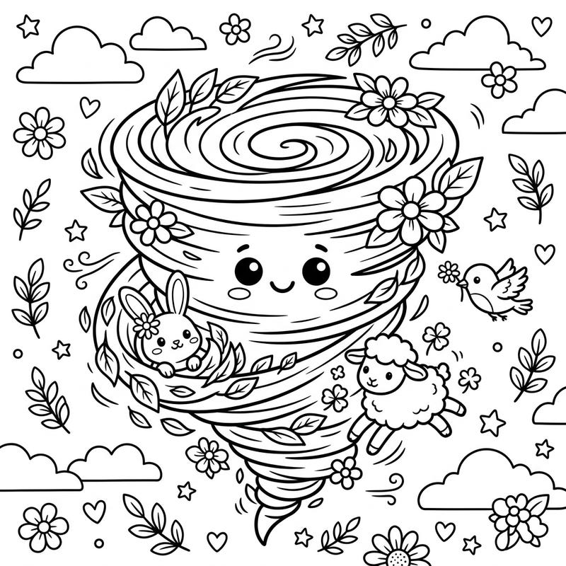 Dive into a whirlwind of creativity with this adorable spring hurricane coloring page! Perfect for kids, it combines the wonder of nature with playful spring elements.