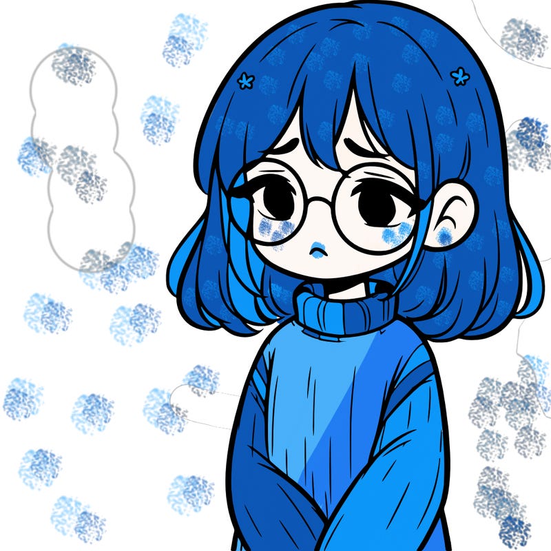 sad girl with glasses in a sweater