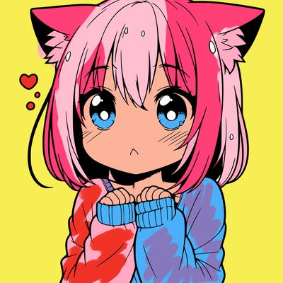 shy anime catgirl