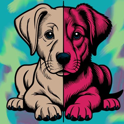 realistic dog split picture