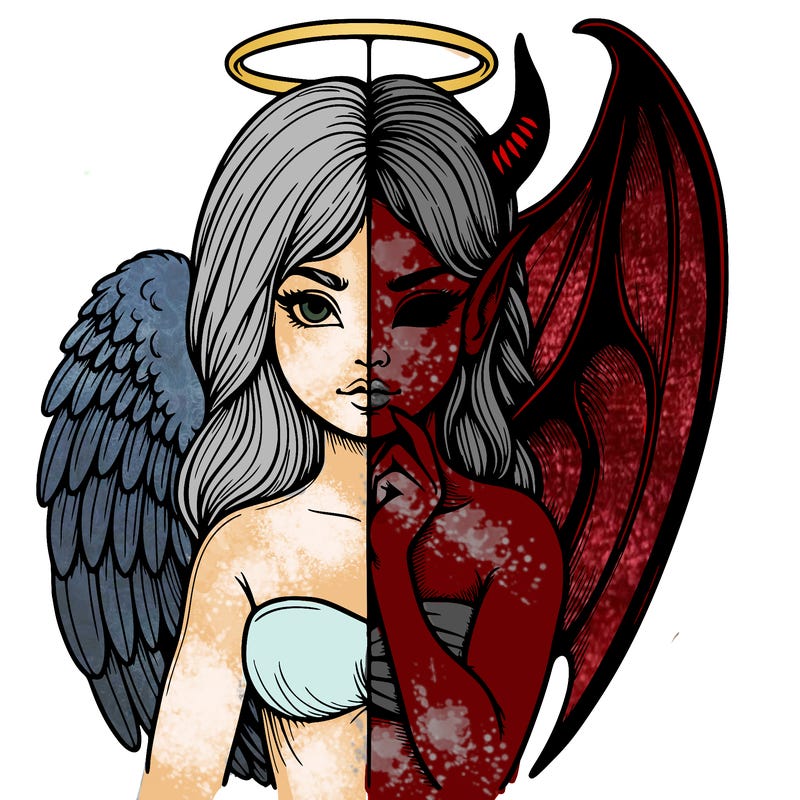 realistic angel half demon