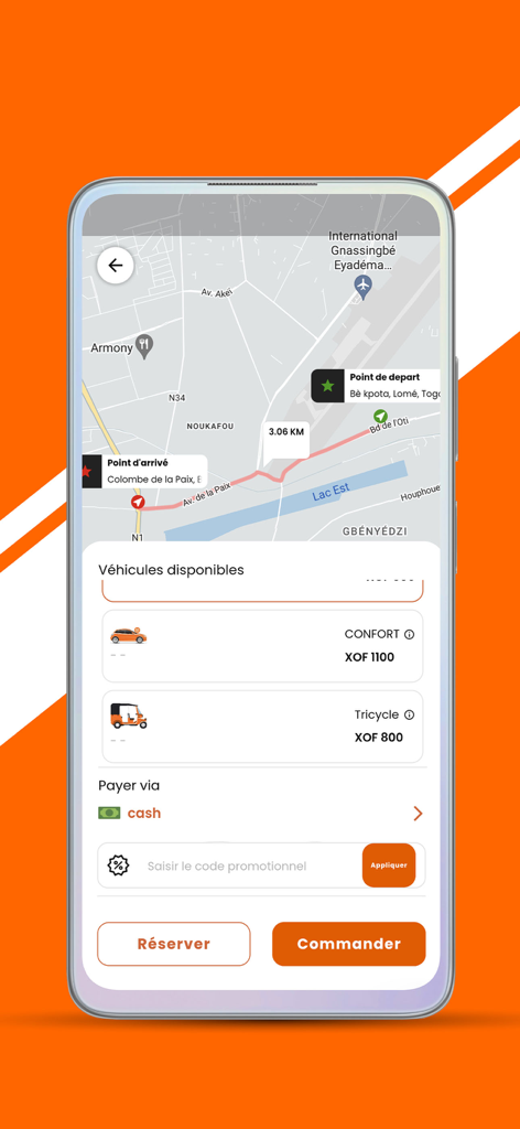 GoChap - GoChap mobile app interface showing a map for ride hailing with car and tricycle options