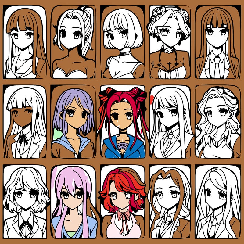 girls that look diffrent anime