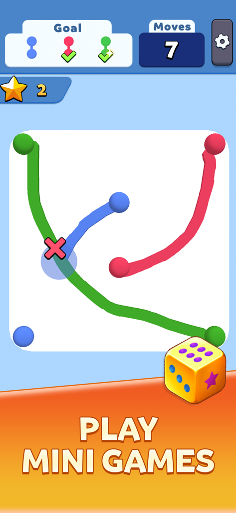 A gameplay screenshot of Collect Em All showing a line-drawing puzzle and a banner inviting players to play mini games.