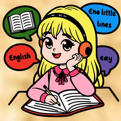 a girl studying english