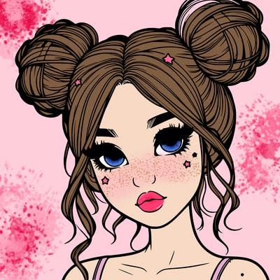 realistic girl with space buns