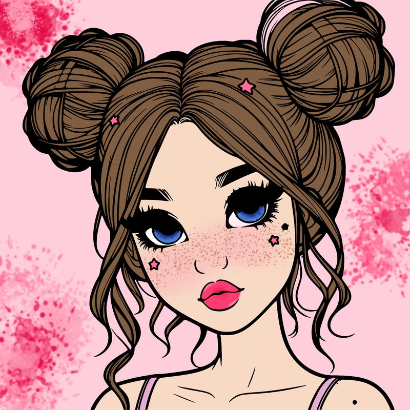 realistic girl with space buns