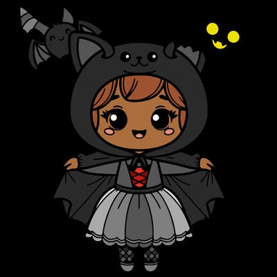 girl dressed up as a bat on halloween