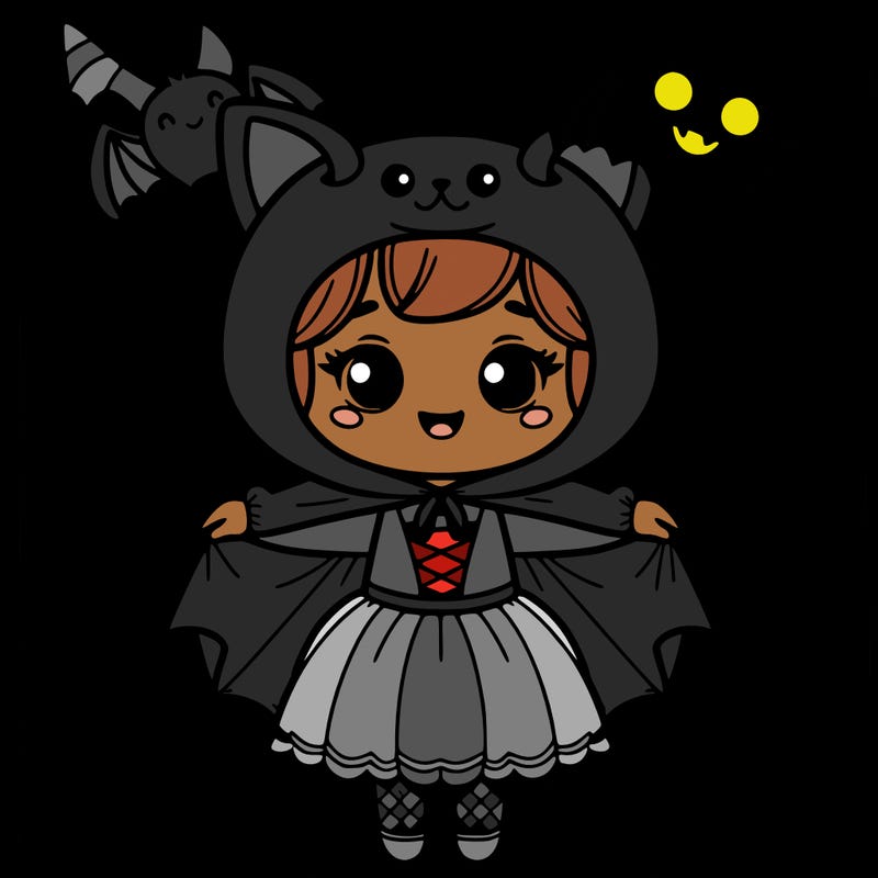 girl dressed up as a bat on halloween