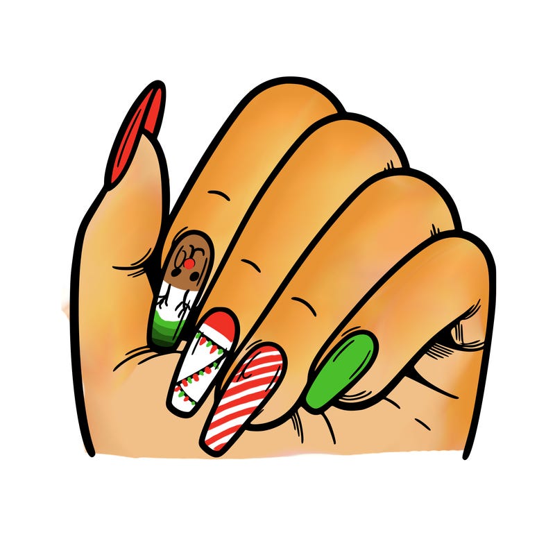 blank nails with blank hand