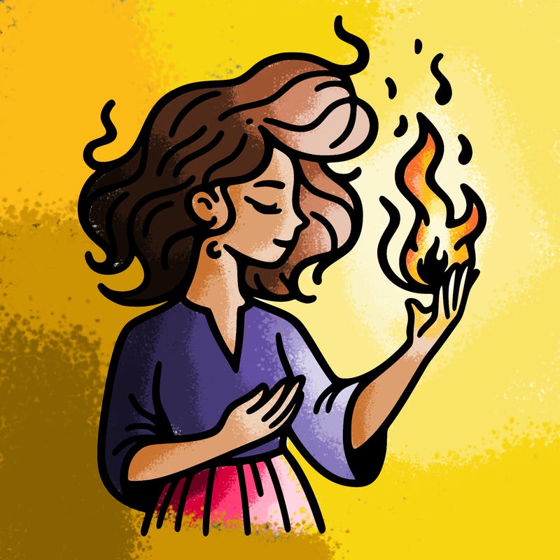 woman with fire