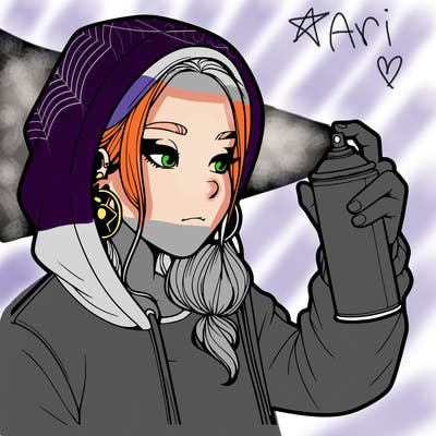 a realistic girl, spray painting