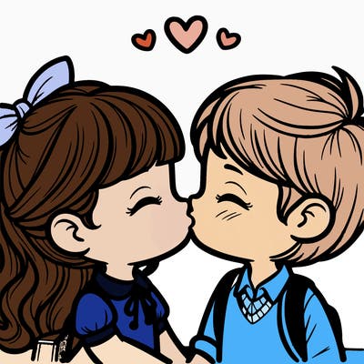 boy and girl kissing