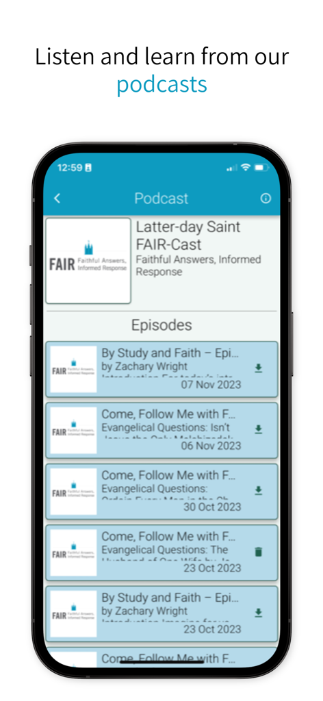 Faithful Answers - Lista de episodios de podcast para el estudio de Santos de los Últimos Días en la aplicación Faithful Answers.