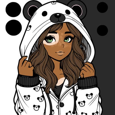 realistic girl in a animal pjs hoodie
