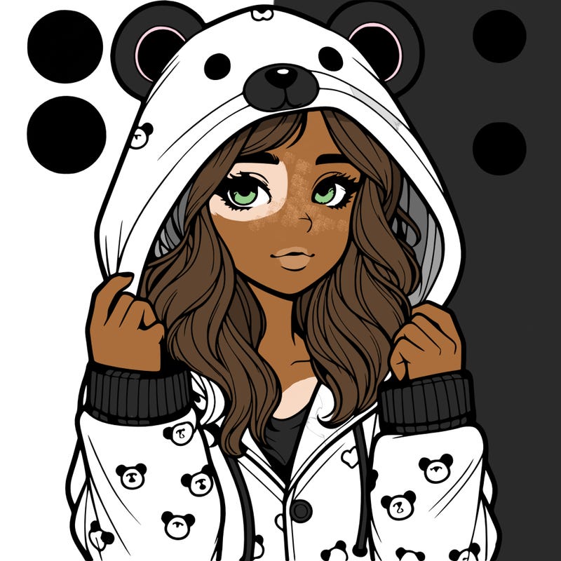 realistic girl in a animal pjs hoodie