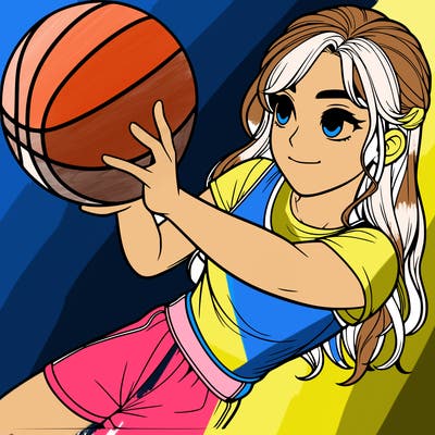 realistic girl playing basketball