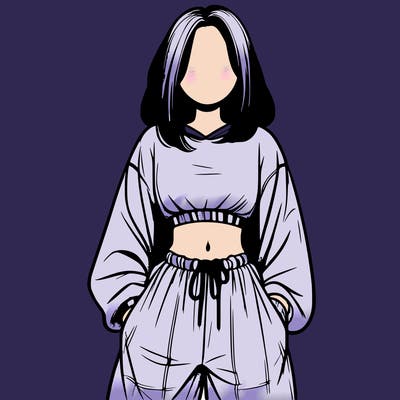 realistic girl faceless with baggy pants and a crop top