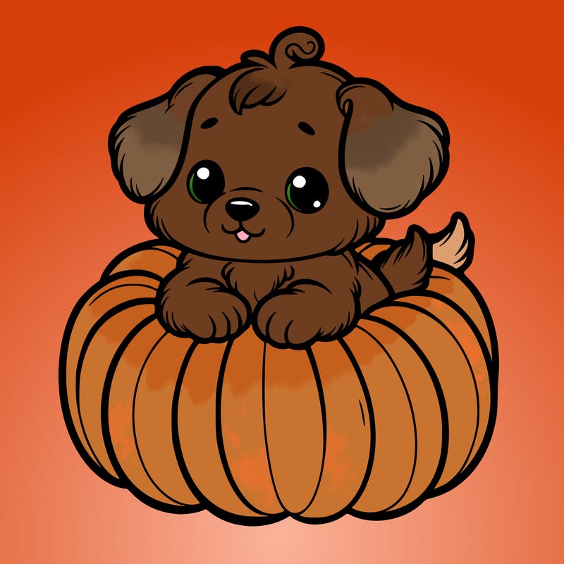 cute little puppy in a pumpkin